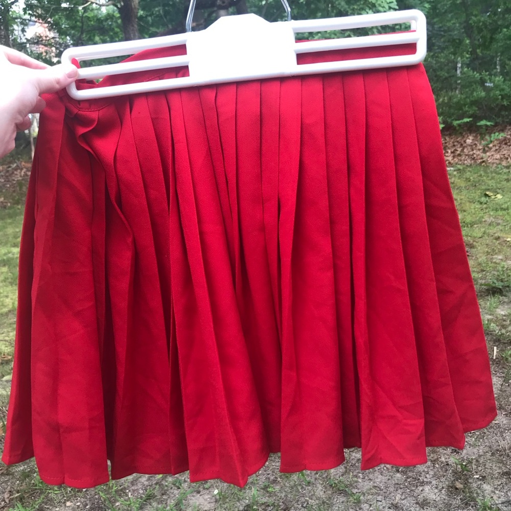 Pleated Red Skirt